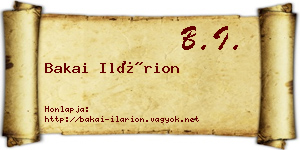 Bakai Ilárion névjegykártya